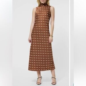 French Connection Brown Polka Dot High-Neck Maxi Dress from Nordstrom’s